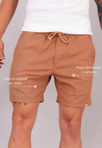 Shorts de Linho Masculino Terracota | MAGNO