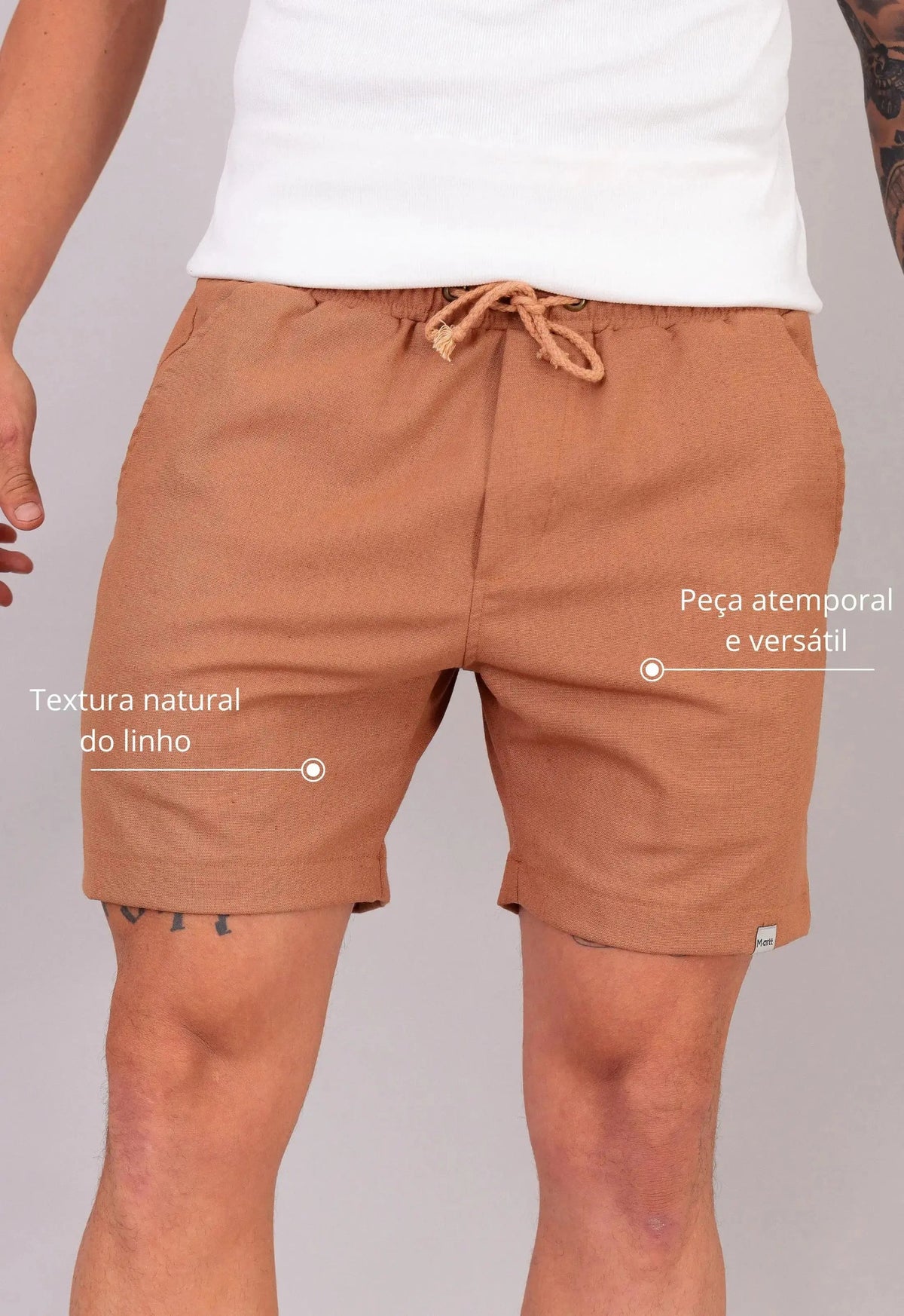 Shorts de Linho Masculino Terracota | MAGNO