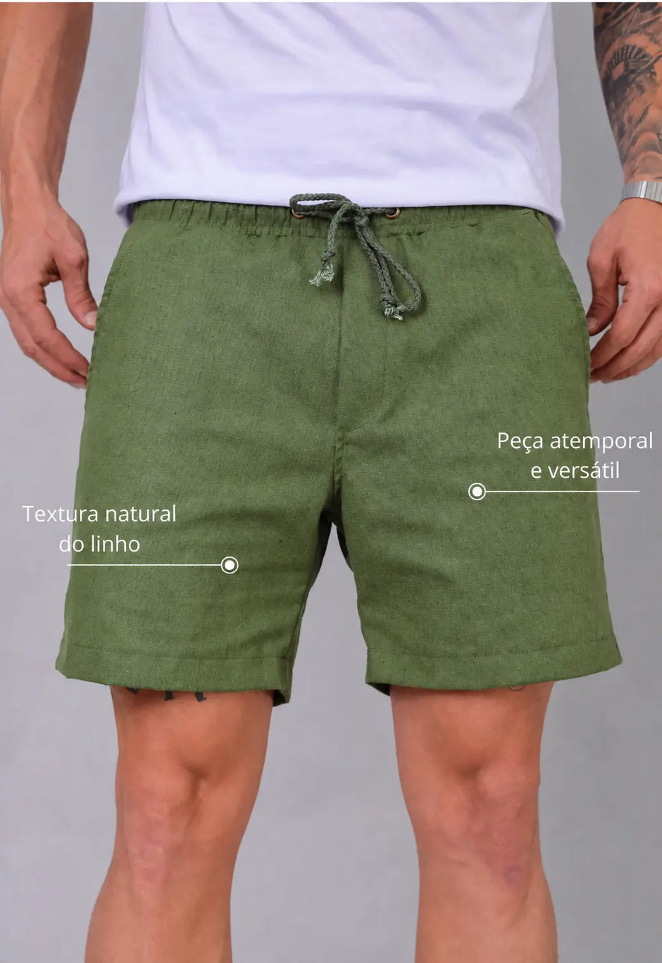 Shorts de Linho Masculino Verde | MAGNO