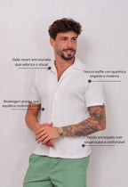 Camisa Masculina Tricot Touch Branca | MAGNO